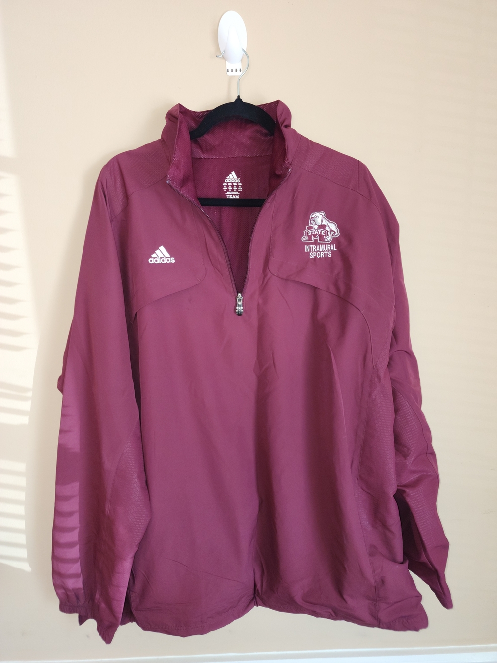 Adidas Maroon Intramural Sports Quarter-Zip Pullover Sz XL - Picture 2 of 4